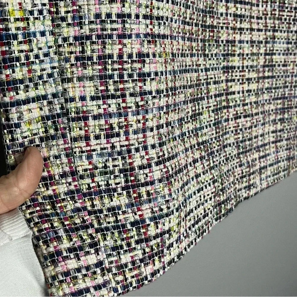 J Crew Tweed Skirt Women 8 White Multicolor Pencil Straight Lined Career Midi - Picture 3 of 8